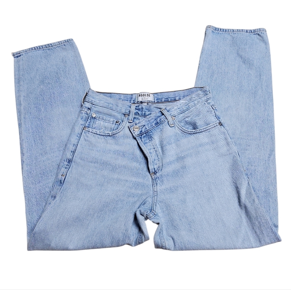 Agolde Criss Cross Buttonfly Jeans Light Denim Sz 24 Womens